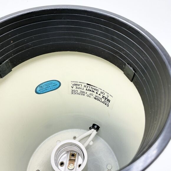 Vintage 1980s Modernist Cylinder Accent Uplight Lamp White Metal | Space Age - Picture 6 of 6